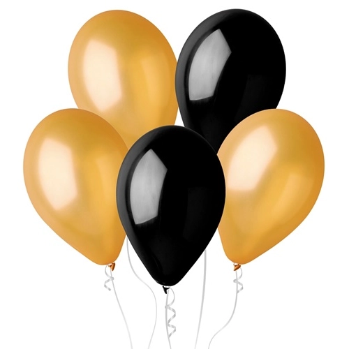 Balony lateksowe złoty czarny 5szt